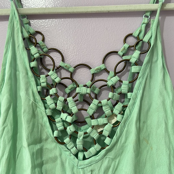 Green Shorts Romper - Picture 2 of 5